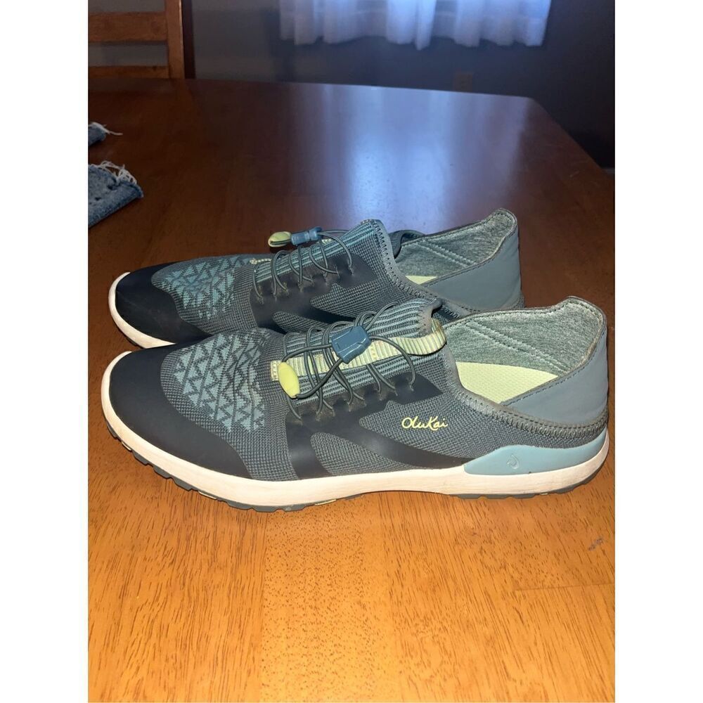 Olukai Women's Miki Trainer In Iron Mineral Blue size 9.5 Slip On Sneaker